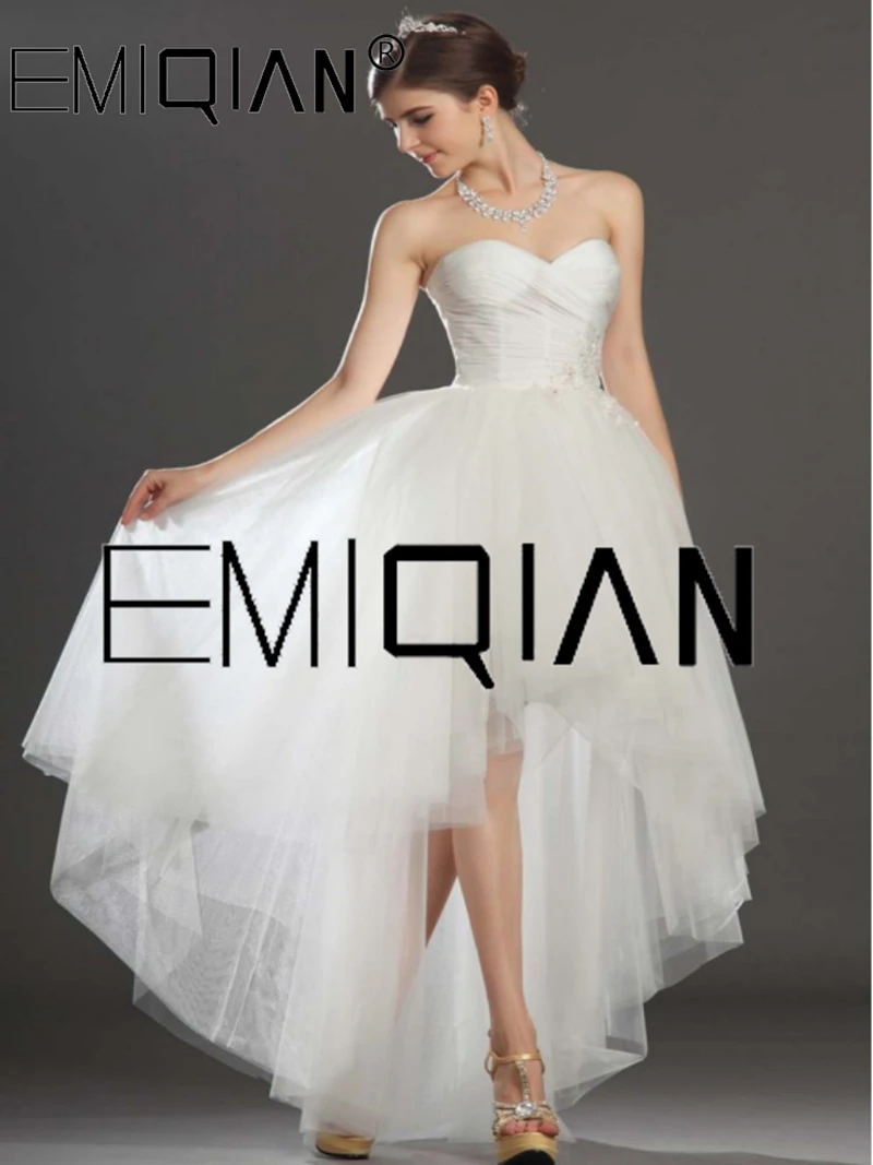

Simple Beach Wedding Dress Strapless Sweetheart High Low Tulle Bridal Dress Wedding Reception Dress