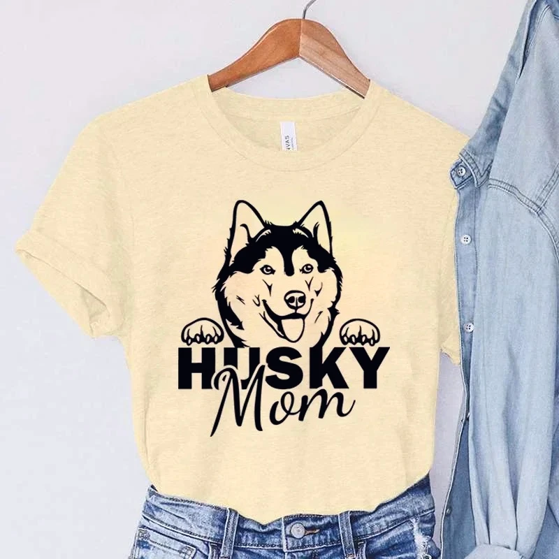 تي شيرت Harajuku Husky Mom مطبوع Y2k تي شيرت نسائي صيفي برسومات حيوانات ملابس نسائية كرتونية تي شيرت مطبوع عتيق