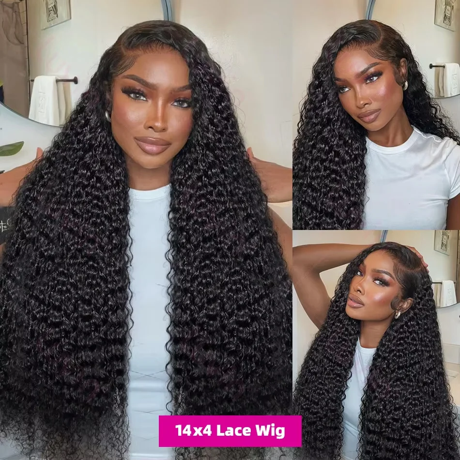 30 Inch 14x4 13x6 HD Lace Front Curly Wigs Human Hair Water Wave Transparent Lace Frontal Preplucked Raw Remy Wig For Women 220%