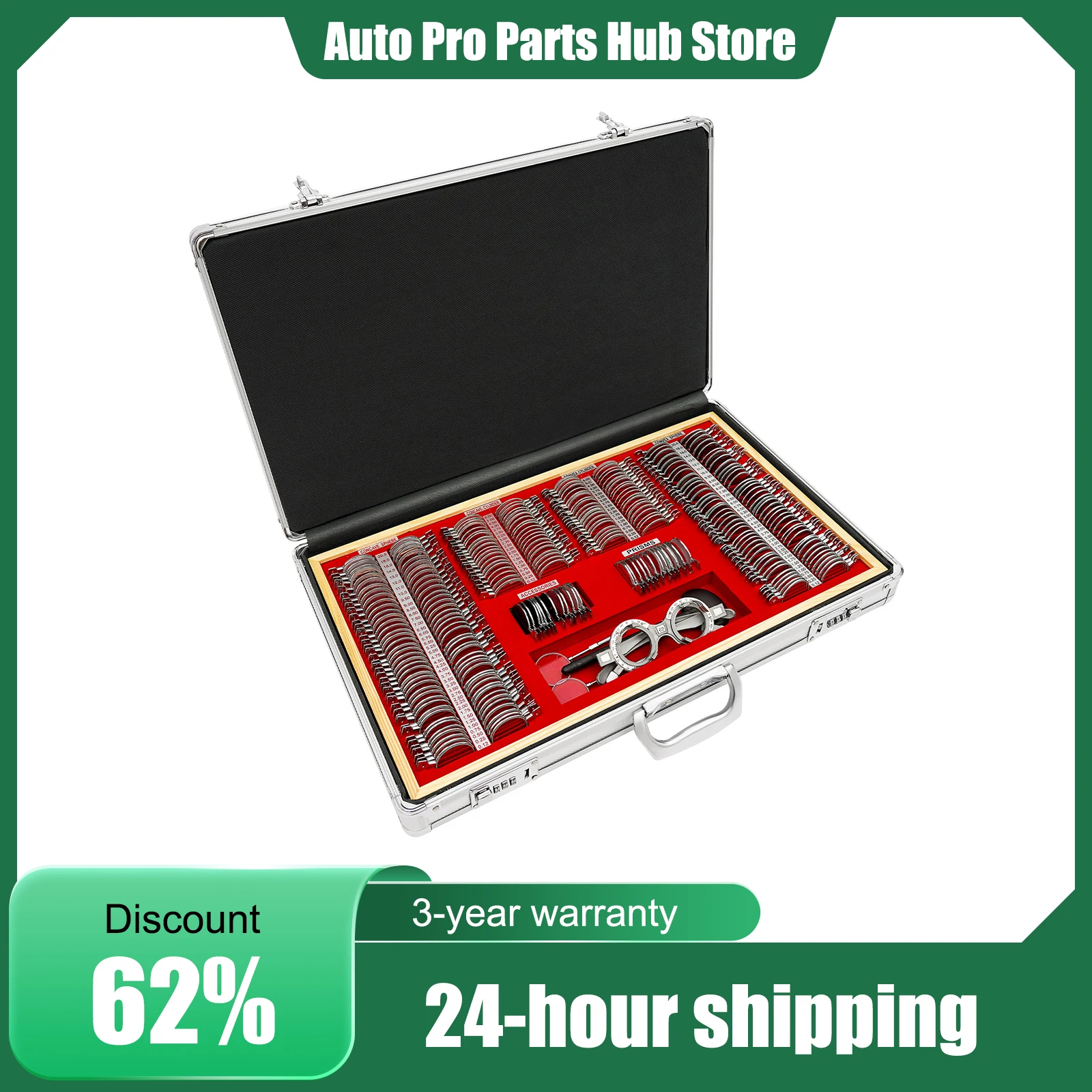 266 Pcs Optical Trial Lens Set Optometry Kit, Metal Rim Ophthalmic Lenses with Aluminum Case & Trial Frame & Cross Cylinders