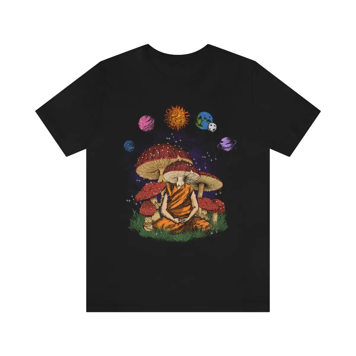 Meditating Mushroom T Shirt Psychedelic Trippy