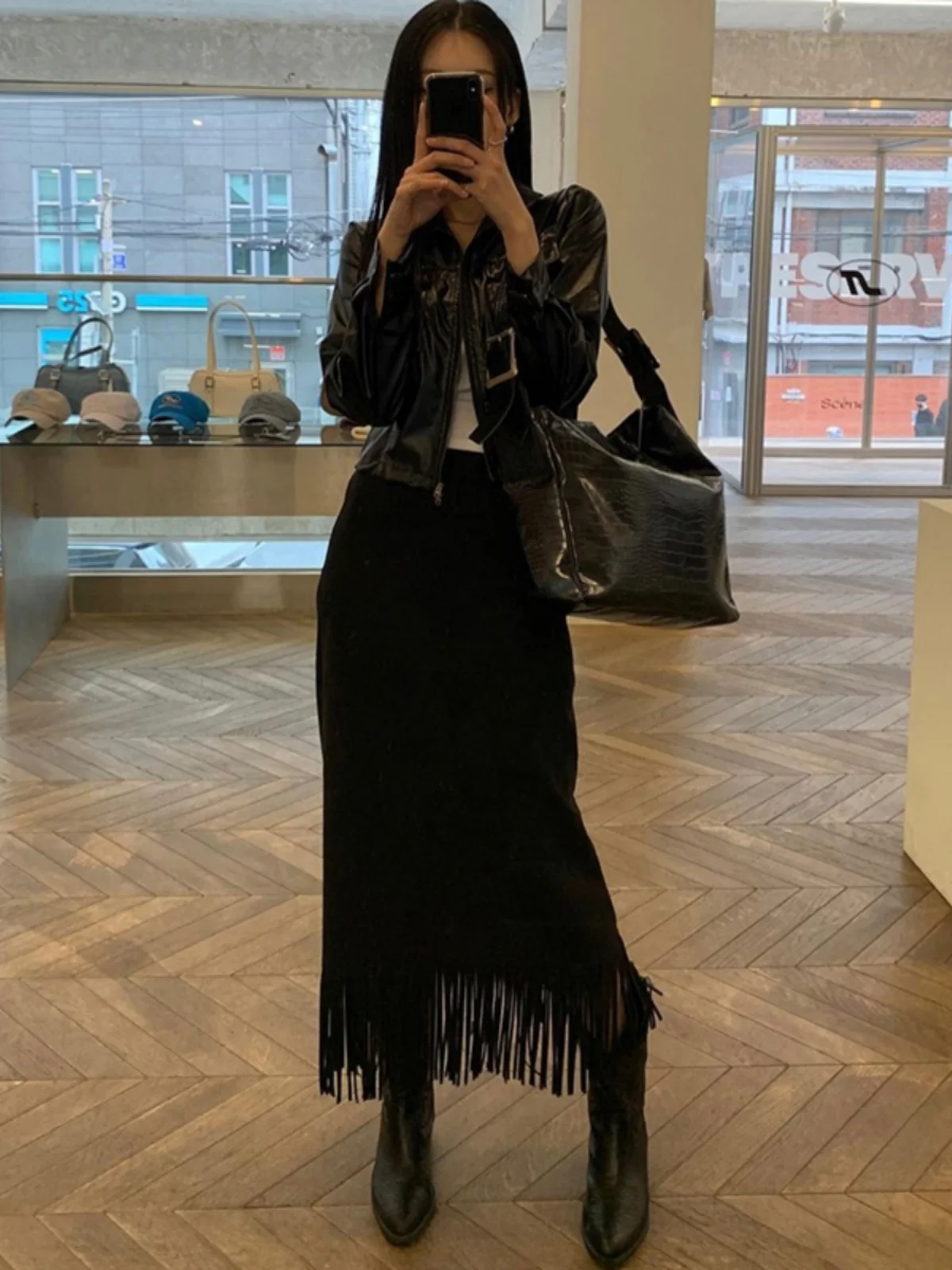 Black Tassels Long Skirt Sexy High Waist Split Slim Wrap Hip Skirt 2024 Spring Autumn New Fashion Streetwear Female Trend