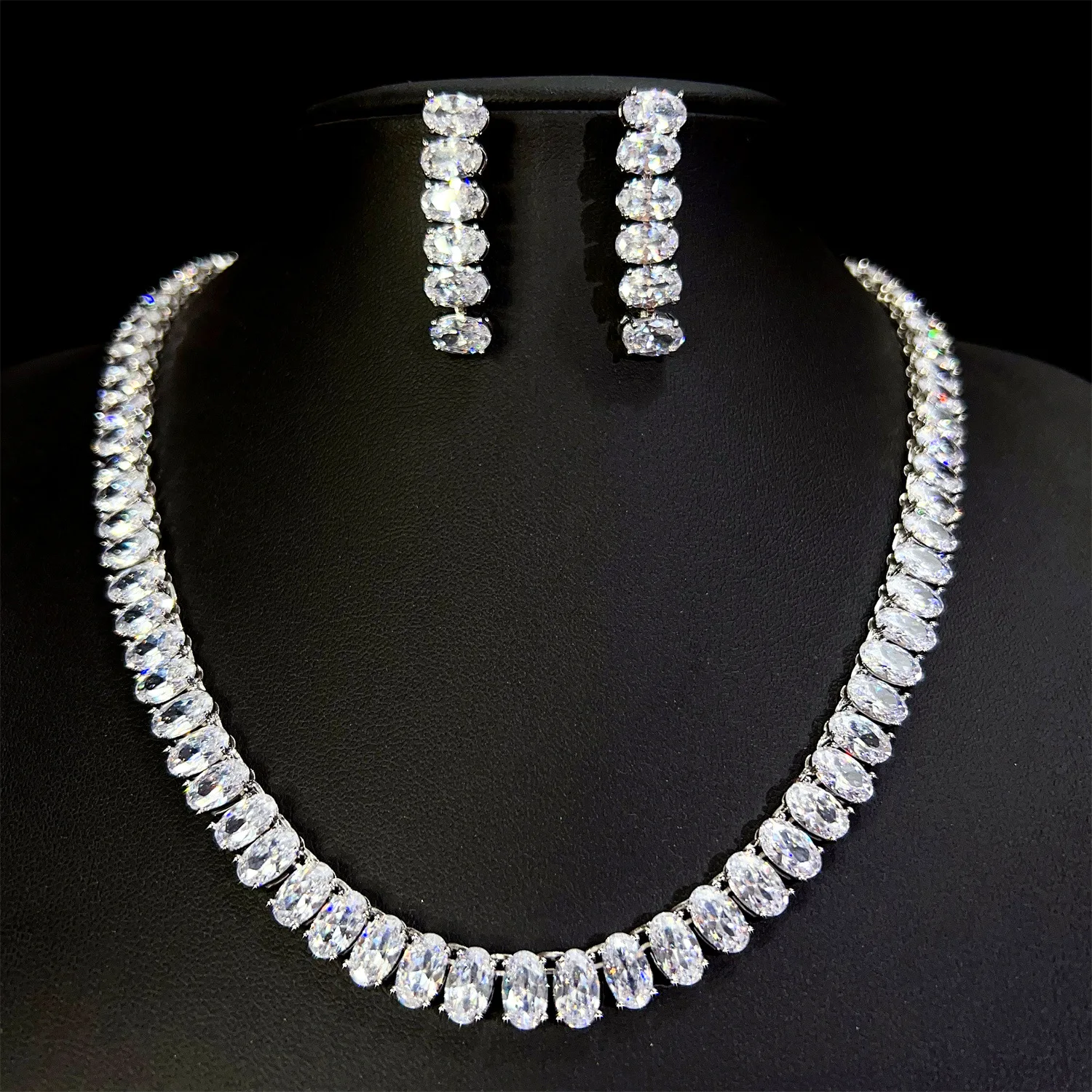 

HIBRIDE Light Luxury Simple Cute Everyday Jewelry Necklace Earrings 2 Piece Costume Set Dubai Party Prom Travel Wedding S-887
