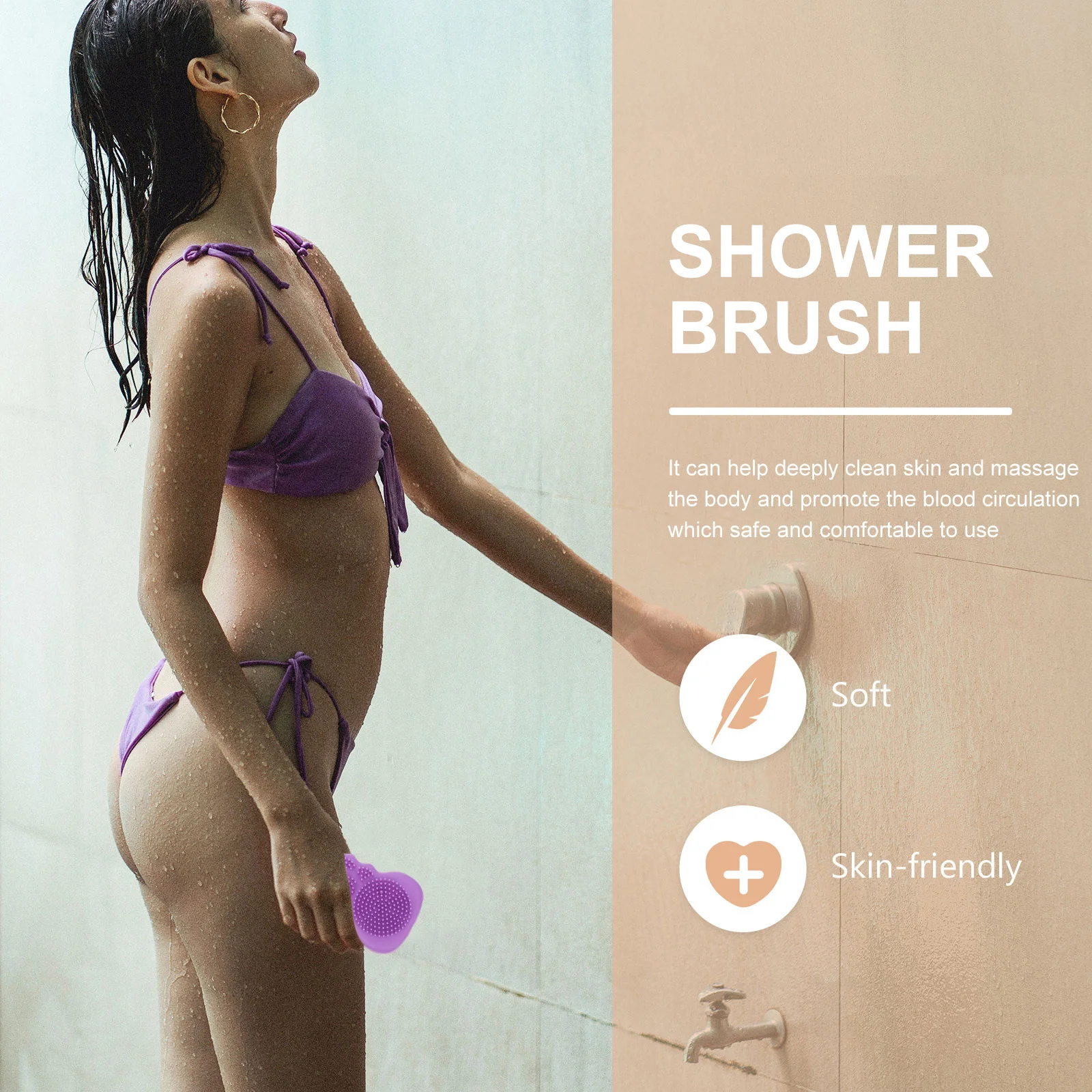 

1Pcs Silicone Bathing Brush Universal All-Season Body Scrubber with Soft Bristles Facial Cleansing Tool Shampoo Head Massager