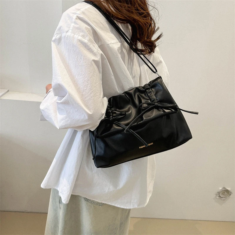 Fashion Women Bag Y2K Shoulder Handbags For Women New Trendy Ladys Bagute Bag Soft Pu Leather Simple Shoulder Purse