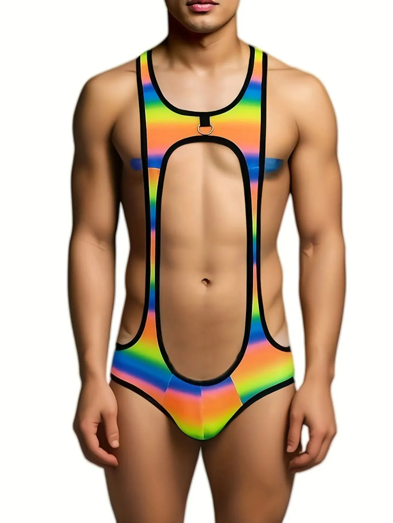 Men's Thong Leotard Bodysuit Stretch Wrestling Singlet Jumpsuit One-Piece G-String Underwear Hollow Lingerie Suspender Jumpsuits