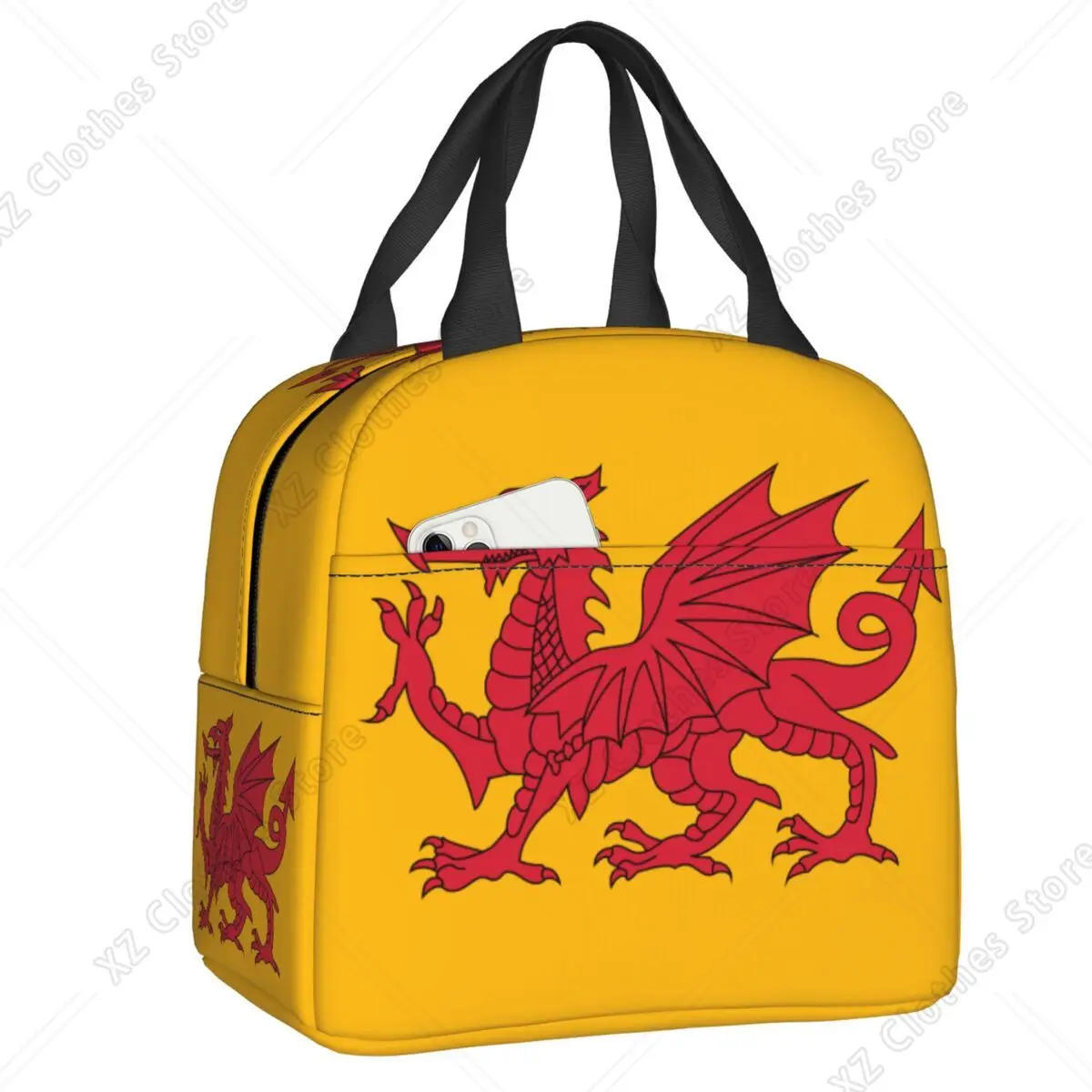Custom Wales Flag Red Dragon Lunch Bag Women Thermal Cooler Insulated Lunch Box for Student School