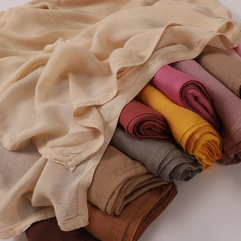 

Double Stitching Modal Hijab Soft Cotton Hijab Light Weight Viscose Shawl Breathable Modal Scarf Islamic Women