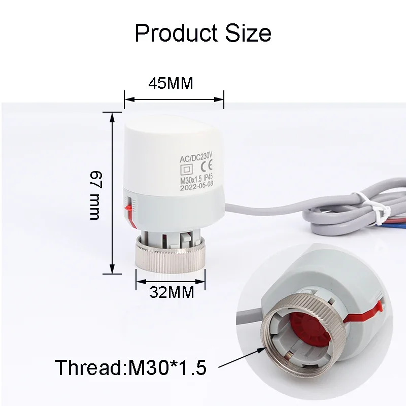 1/5/10 PiecesA30 AC230V Normally Closed   M30*1.5mm Electric Thermal Actuator for Underfloor Heating TRV Radiato