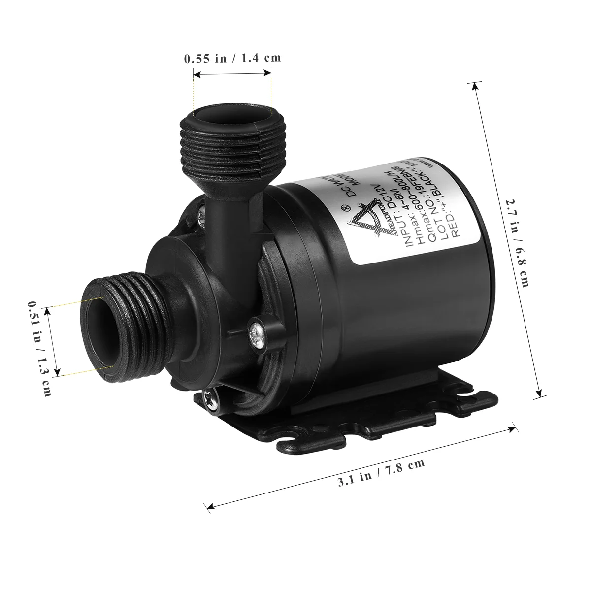 UEETEK 1PC 12V Brushless Submersible Pump 800L H 5M Premium for Fountain Pool Aquarium Fish Tank Solar Water Circulation Systems