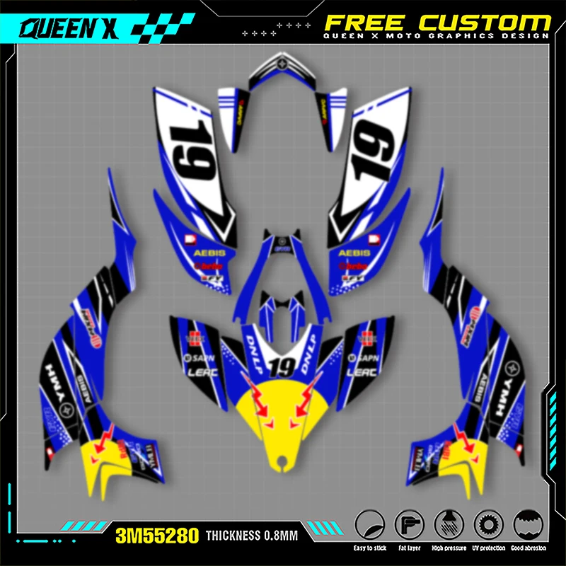 

Queen X MOTOR Motorcycle Graphics Background Decal Stickers Kits For YAMAHA YFZ450R ATV 2004 2005 2006 2007 2008