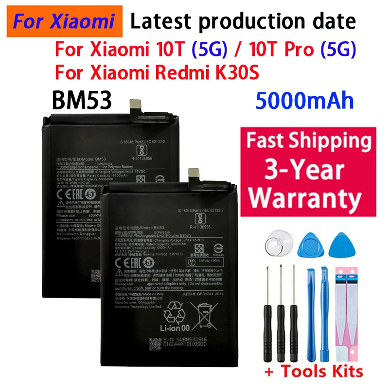 BM53 Akku für Xiaomi 10T / 10T Pro Redmi K30S 10TPro Mi 10T Mi10T 5000mAh Handy-Akku Batterien