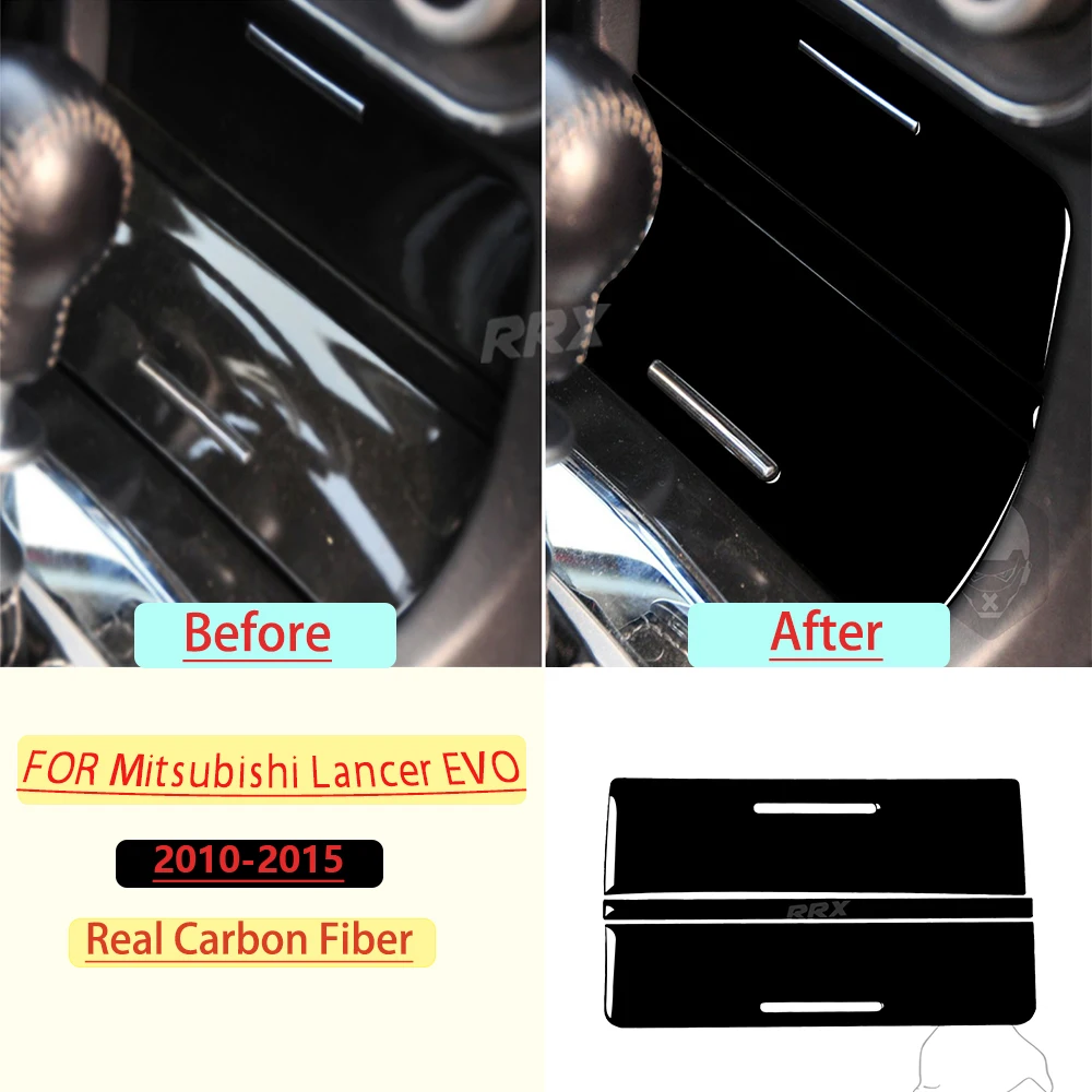 Carbon Fiber For Mitsubishi Lancer EVO 2008-2015 Car Center Console Storage Compartment Trim Car Sticker Interior Accessories