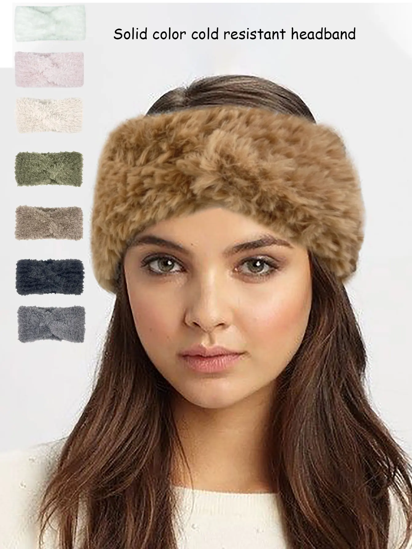 Solid color thick cross headband, solid color knitted headband, autumn and winter cold resistant and warm headband