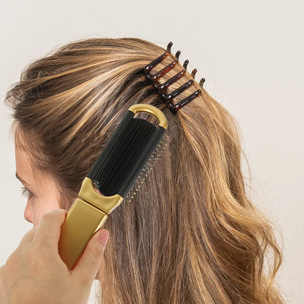 

4 pcs Foldable Mirror Hairbrush Portable Mini Travel Detangling Massage Comb Golden Silver Small Brush Pocket Size Lightweight