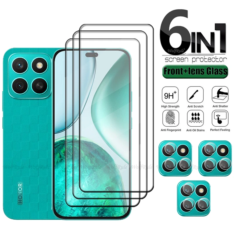 

6-in-1 For Honor X8C Glass For Honor X8C Tempered Glass 9H HD Full Cover Glue 9H HD Screen Protector Huawei Honor X8C Lens Glass