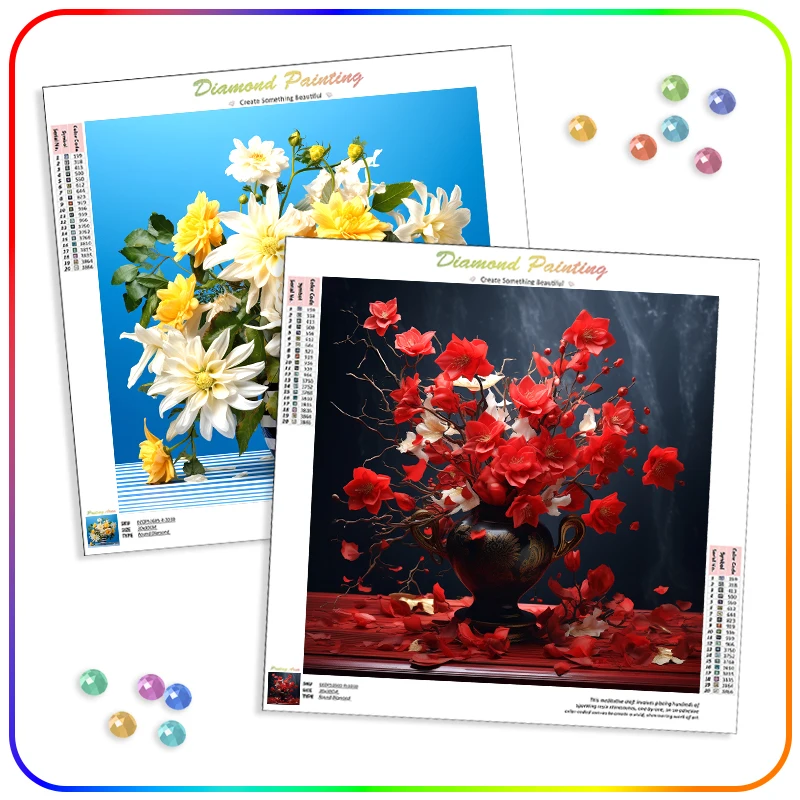 

SDOYUNO 5D Diamond Painting Unframe Vase Red Yellow Flowers Handicraft Full Round Drill Original Gifts Embroidery Diy Kit Home D