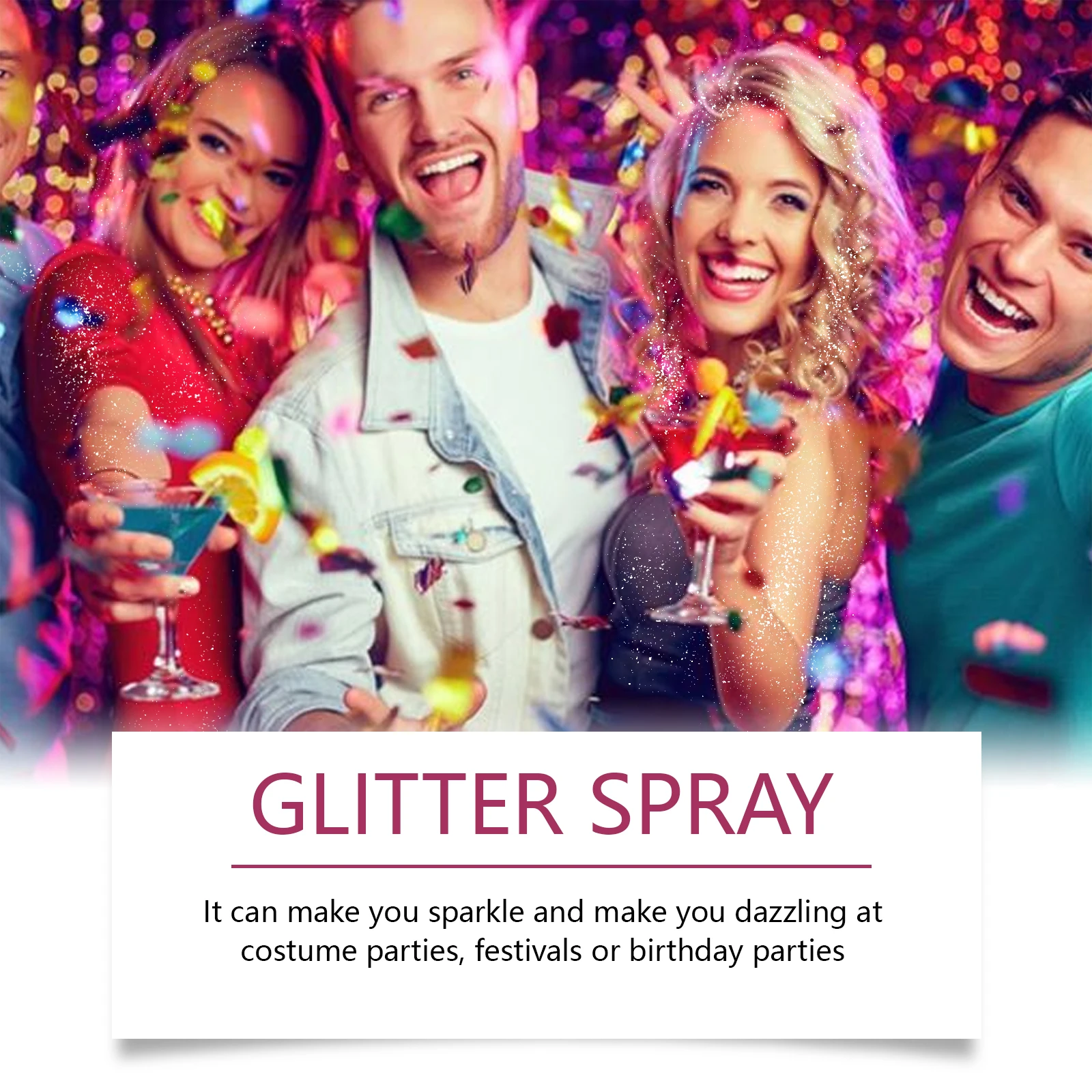 EELHOE Spray glitter per capelli, vestiti per il corpo, festival musicali, glitter per il viso per donne, spray lucido per il corpo ad asciugatura rapida e duraturo