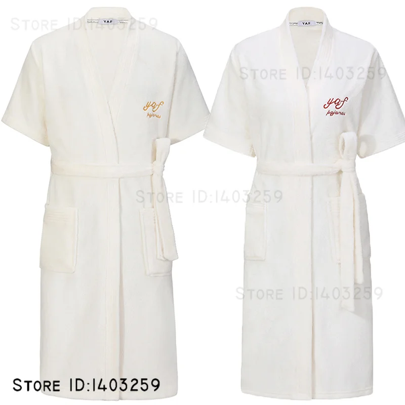 

Autumn Winter Flannel Couple Sleepwear Kimono Bathrobe Gown Yukata Warm Water Absorbing Robe Nightgown Loungewear Loose Homewear