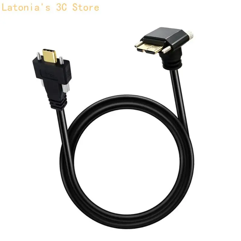 Panel Mount USB Data Cable, USB Type C to USB B with Screw Lock for Industrial Camera Equipment Wiring X3UB