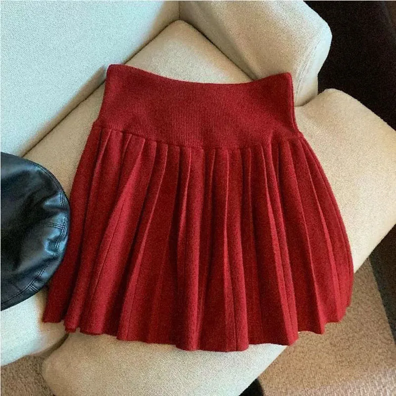 

Плиссированная юбка на шнуровке в корейском стиле, женские вязаные мини-юбки с высокой талией в консервативном стиле, милые милые юбки Jk