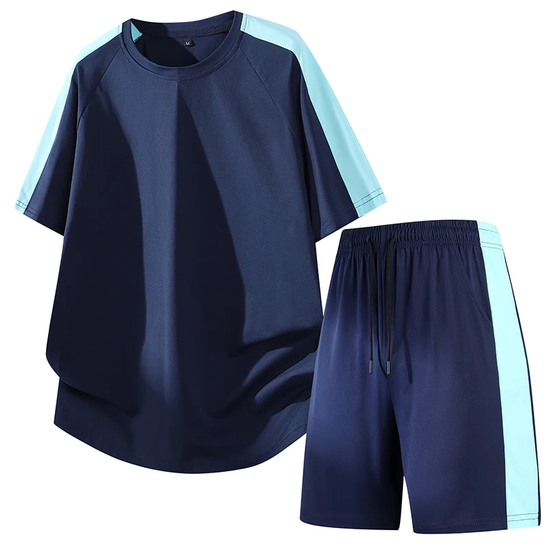 

Men's Summer Shoulder Sleeve Set round Neck T-Shirt Shorts Two-Piece Set Comfortable Breathable Fabric for Sports And Casual
