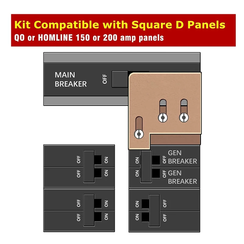 Generator Interlock Kit For D QO Or Homeline 150 Or 200 Amp Panels. 1-3/8Inch Space Between Main & Generator Breaker Durable