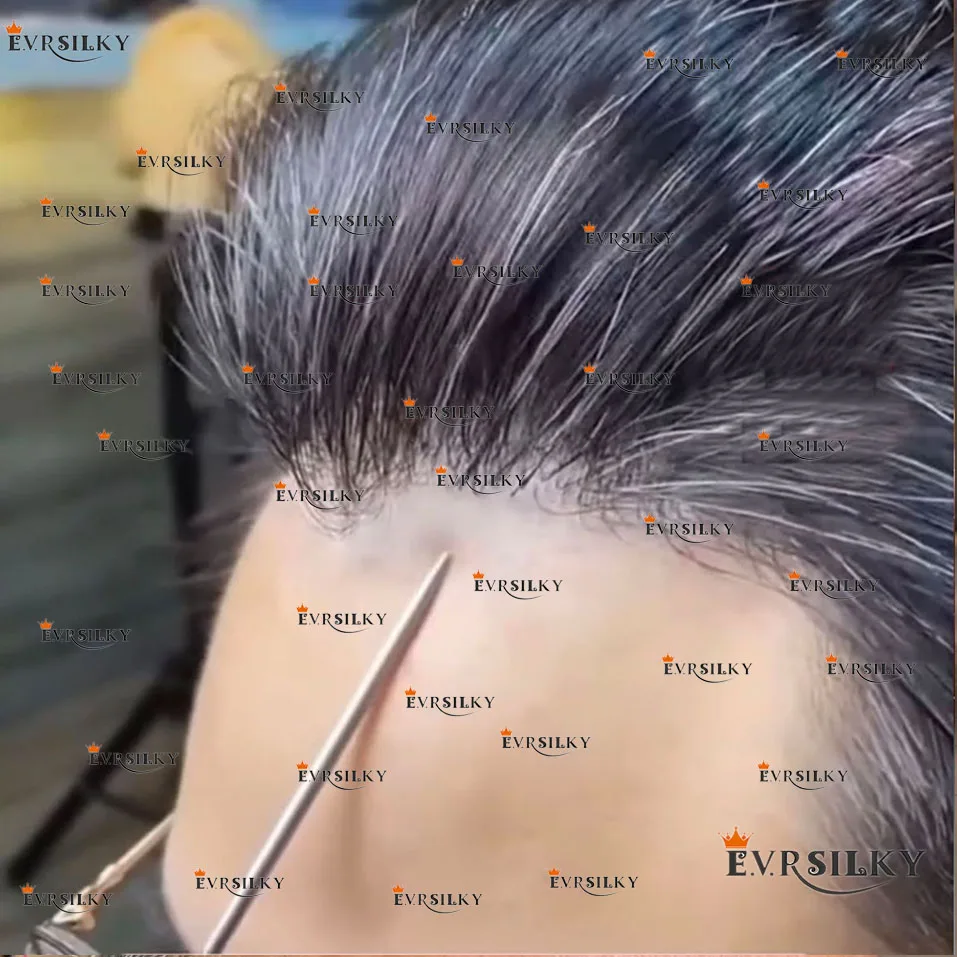 Natural Hairline Super Durable Microskin Thin Skin Brown Black Grey 1B20 Men Toupee Human Hair Wig Capillary Prosthesi Hairpiece