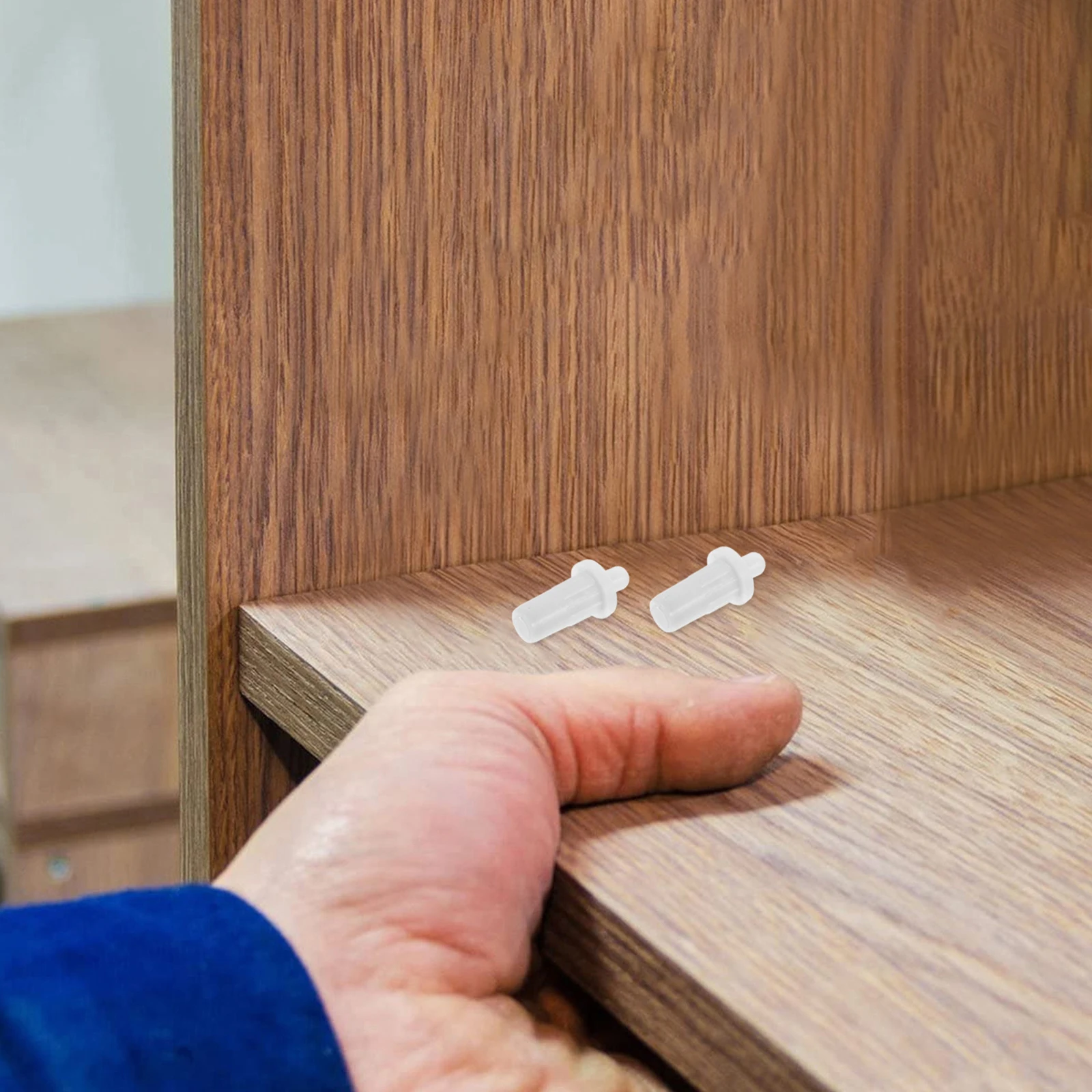 

28pcs Spring Loaded Cabinet Door Damper Repair Pins Slow Closing Buffer Kit Plastic Furniture Fixing White Replacement Louver