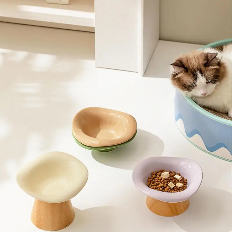 Split Cat Bowl Elevated Food and Water Feeder for Pet Magic Strap Design Pet Feeding Tool for Cats Dogs Other Small Animals