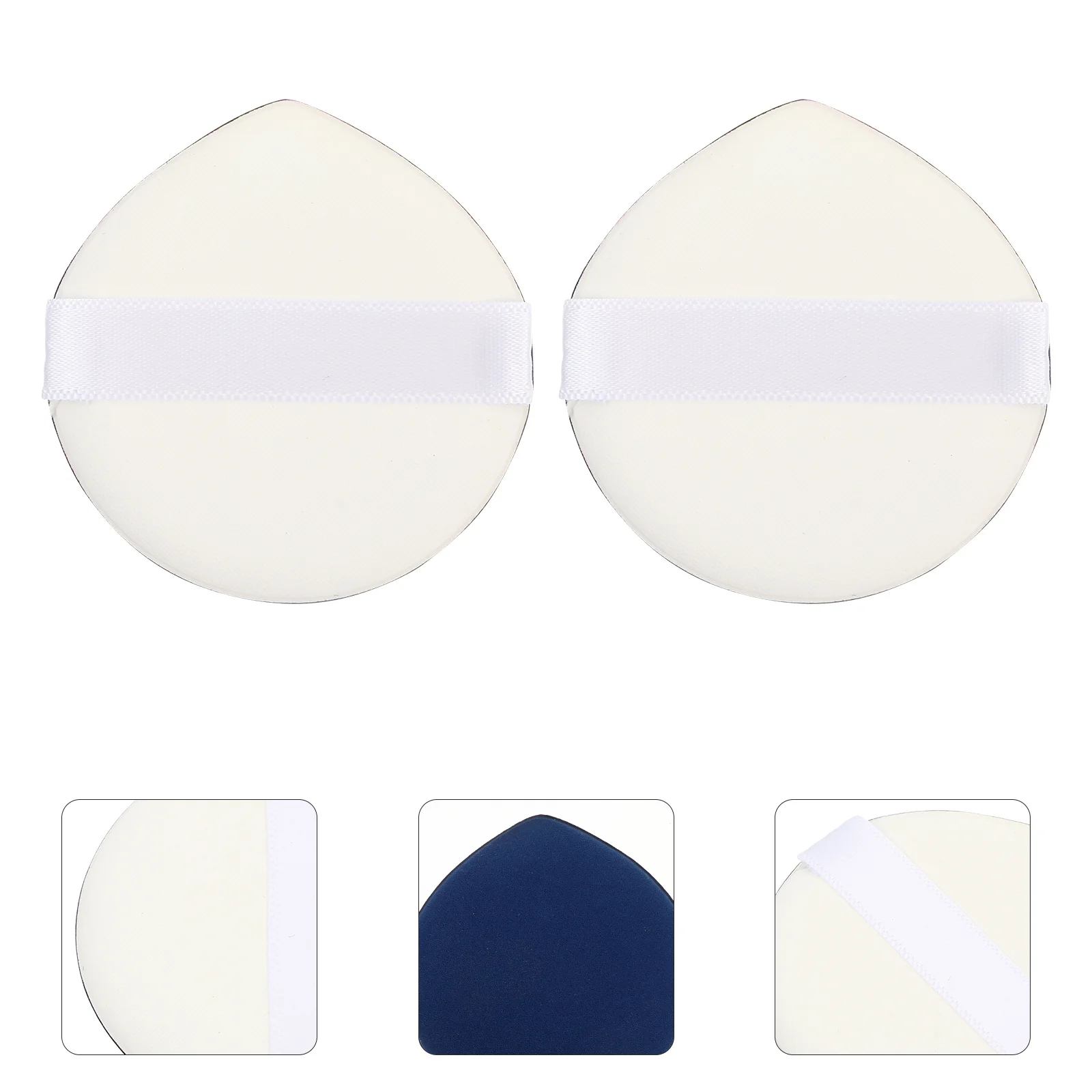 4Pcs Heart Shape Powder Puff Soft Skin Friendly Makeup Applicator Ribbon Handle for Foundation Cream Concealer Blusher Loose