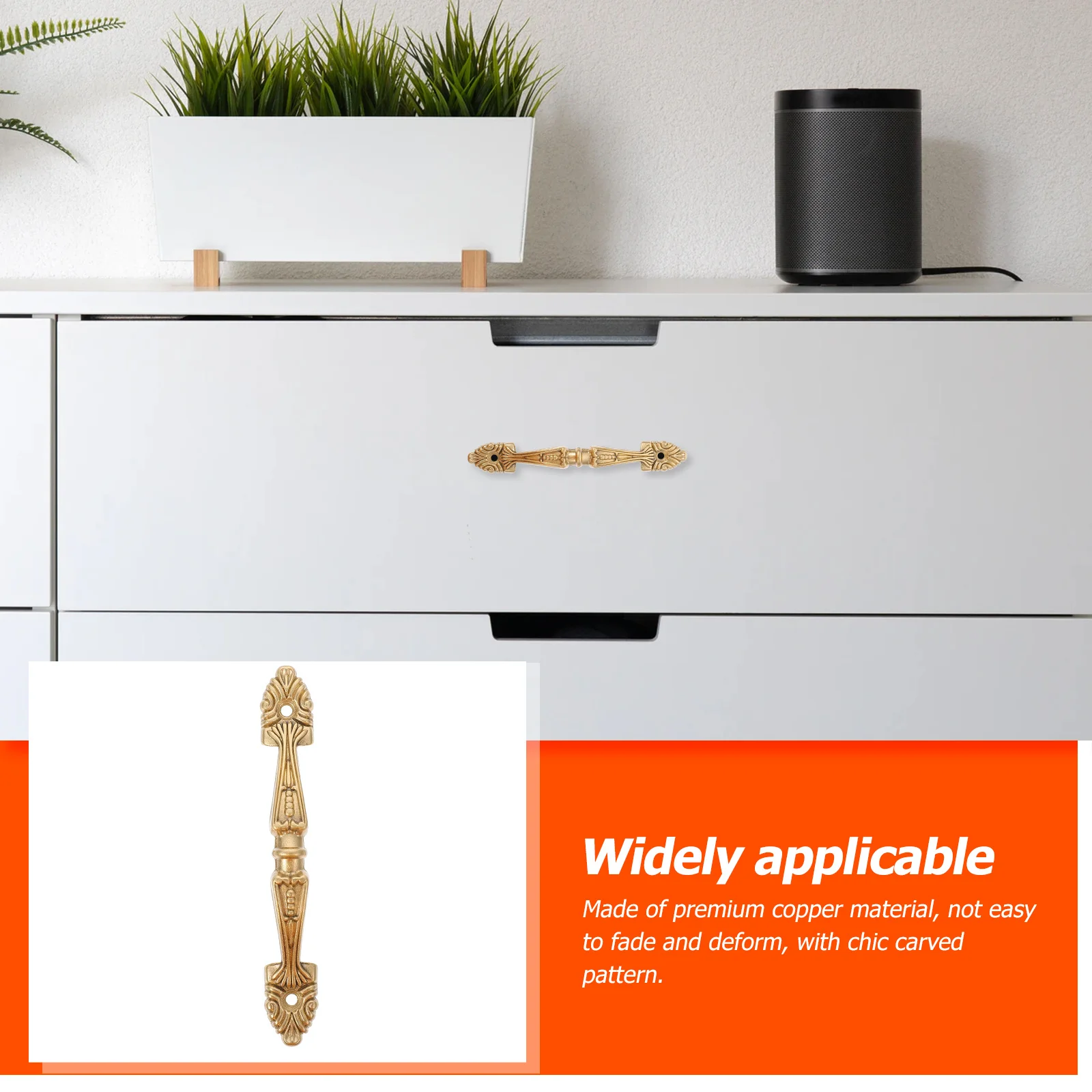 

1Set Pure Copper Furniture Handle European Style Elegant Cabinet Door Puller Drawer Wardrobe Replacement Decorative Handle