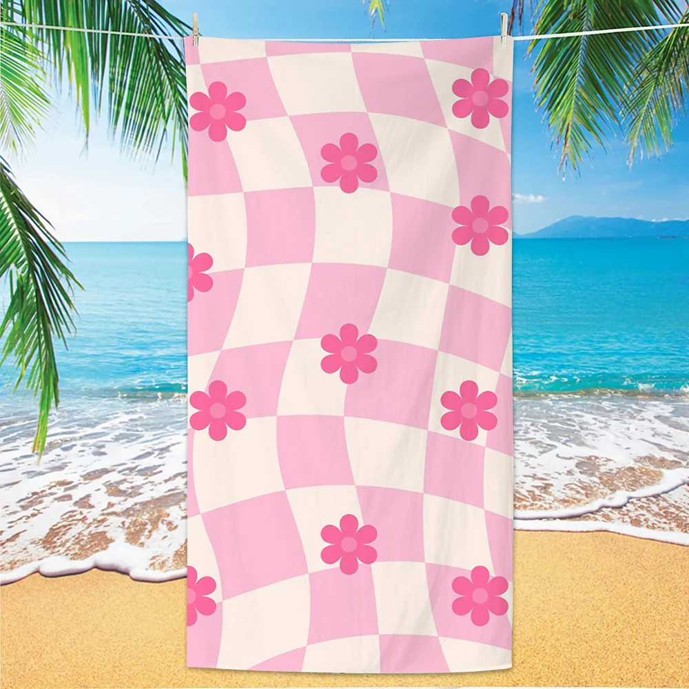 

Ins-Style Flowers Beach Towel, Digital Printing Thin Quick-Dry Anti-Sand Microfiber Lightweight for Swim Yoga Travel Gym Gift