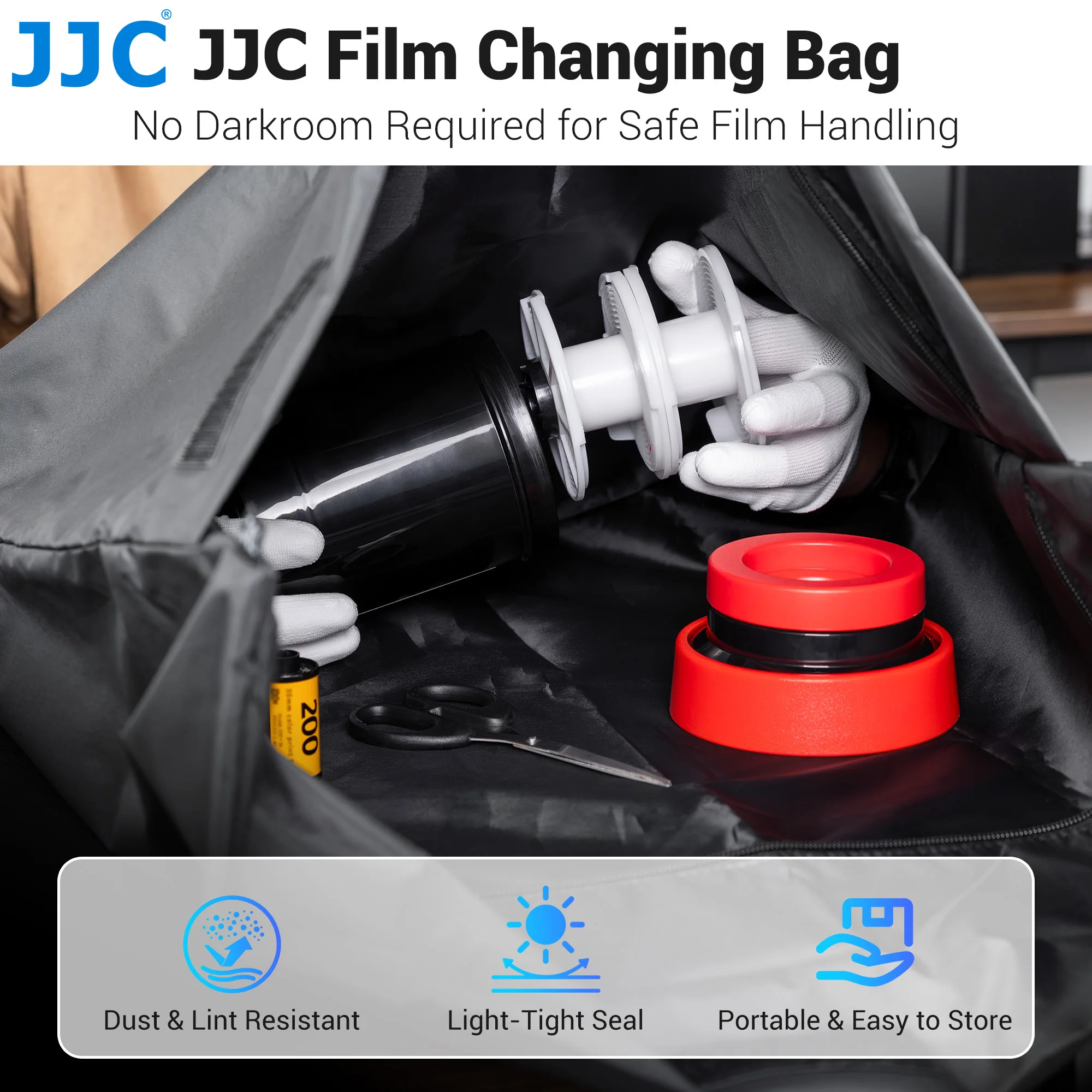 JJC Film Changing Bag Photography Film Changing Darkroom Bag Double-layer Thickened Load Developing Photography Accessories