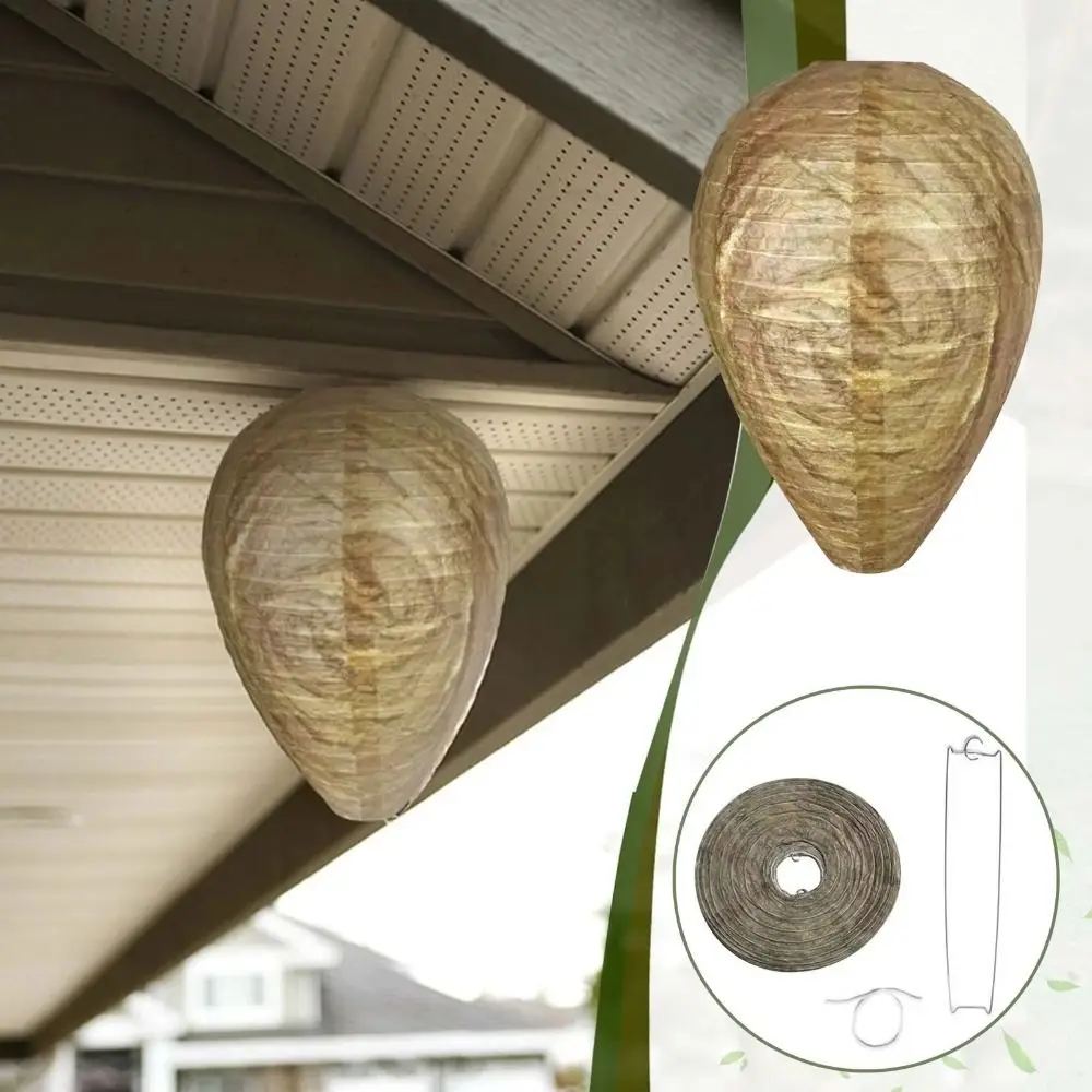 Hornets Deterrent Waterproof Wasp Nest Decoy Reusable Eco-Friendly Artificial Beehive Paper Hanging Beehive Lantern Outdoor