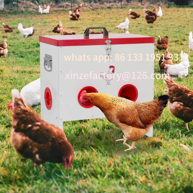 

Customizable Automatic Metal Poultry Feeder Set, 30/50/95 LBS Poultry Feeder, Galvanized Trough For Chickens Ducks