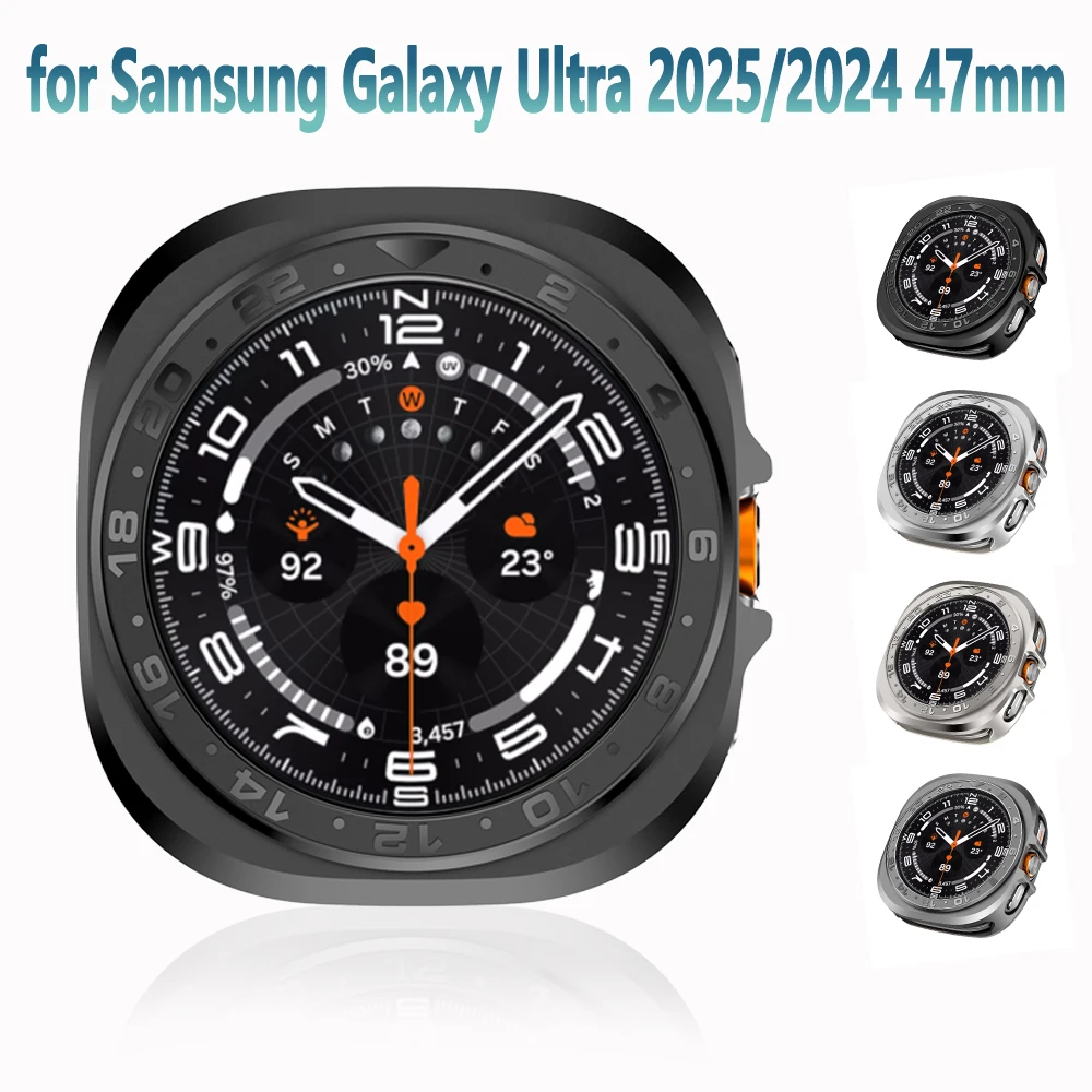 Capa de metal dura masculina de negócios de luxo para samsung galaxy ultra 2025 47mm quadro capa protetora para galaxy watch ultra 2024 47mm