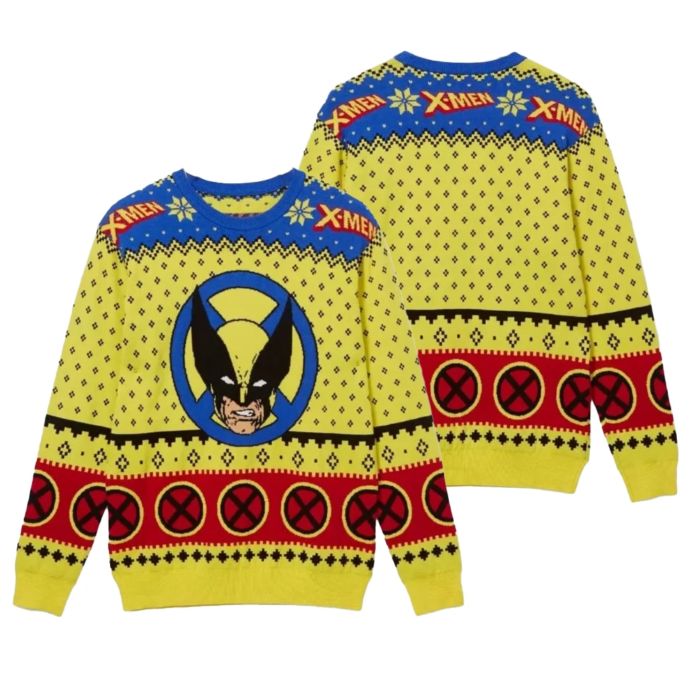 

X-Men Wolverine Mutants Marvel Superheroes Christmas Ugly Sweaters Men's Winter Round Neck Pullover Sweaters Fashion Trend