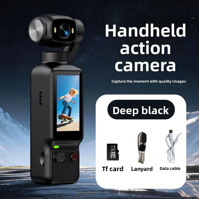 4K HD Handheld Vlog Action Camera, Flip‑Lens Anti‑Shake Gimbal Camera for Outdoor Cycling Shooting