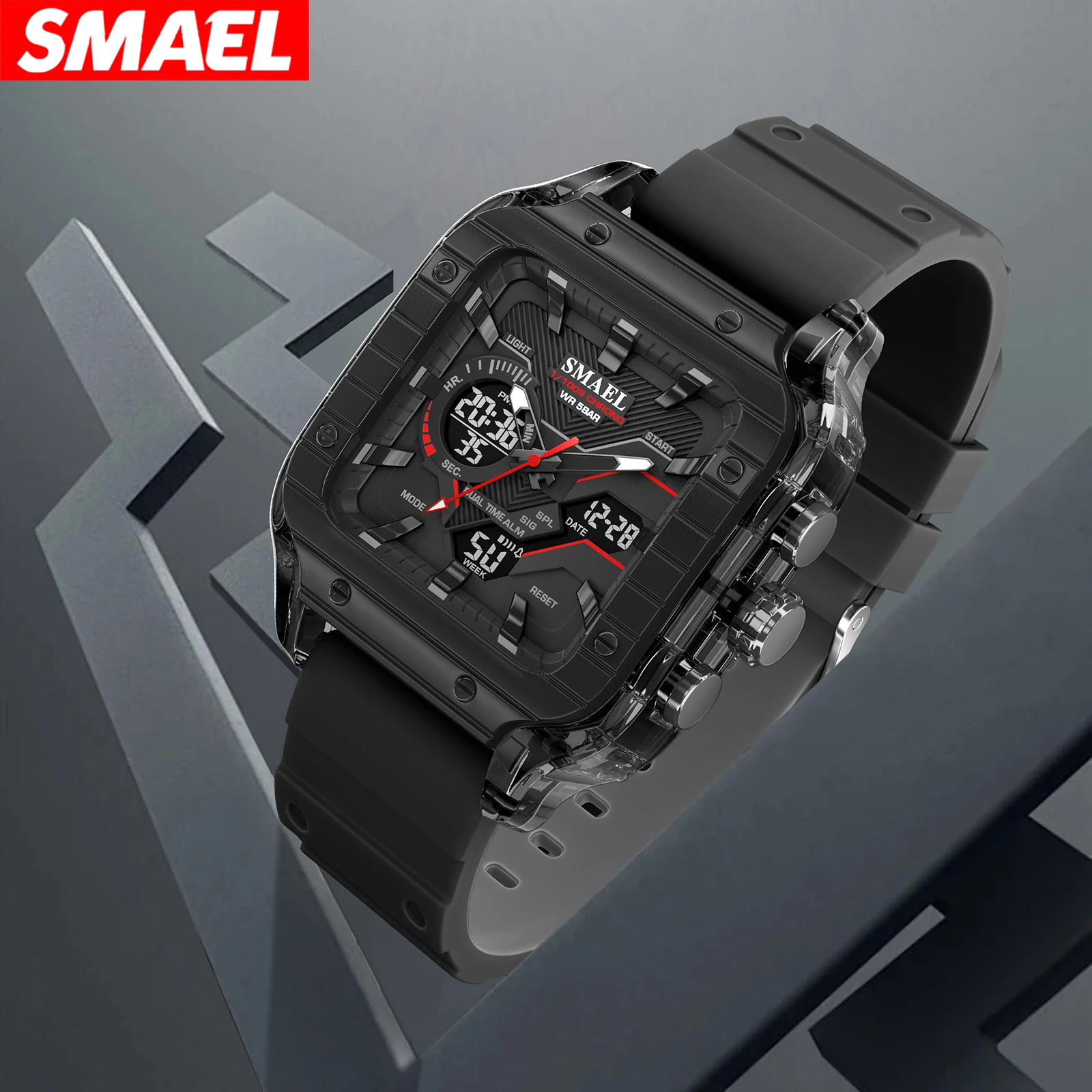 

SMAEL 8133 Men's Electronic Watch Silicone Strap 50M Waterproof Luminous Stopwatch Outdoor Sports Digital Watches for Man