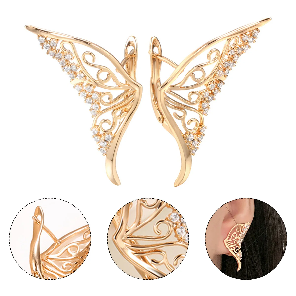 

Earring Studs for Women Wing Earrings Girl Hollow Out Decors Miss Dangling Girls