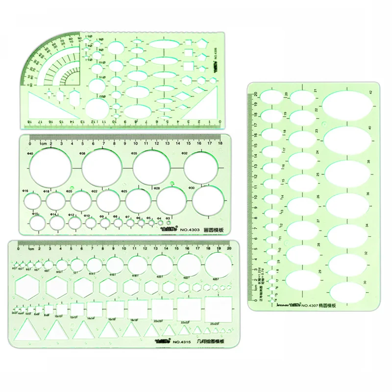 Circular Template, Measuring Geometric Ruler, Drawing Template, Proportional Figures, Office and School Building Ruler