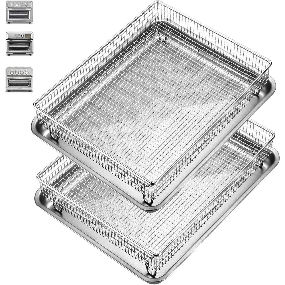 

Air Fryer Accessories Basket and Tray, 12.3x11 Nonstick Stainless Steel Baking Sheet Grilling Oven Air Fryer Basket for Family B