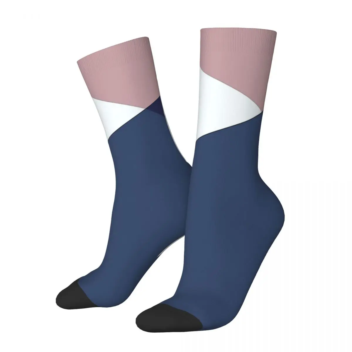 Geometrics - Blush Indigo Rose Gold Gloden White Navy Blue Geometric Kawaii Socks Travel Cartoon Pattern Socks