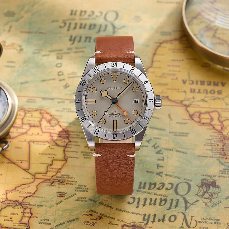 Baltany GMT ساعات المعصم الرياضية 39 ملم سوبر مضيئة الياقوت كريستال نحى سوار الفولاذ المقاوم للصدأ التلقائي الميكانيكية Watc