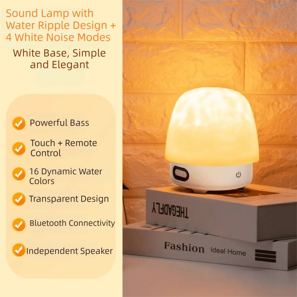 16 Colors Shower Light with Bluetooth Speaker Dynamic Water Ripple Remote Control Ocean Wave Projector Light Auto Rotate