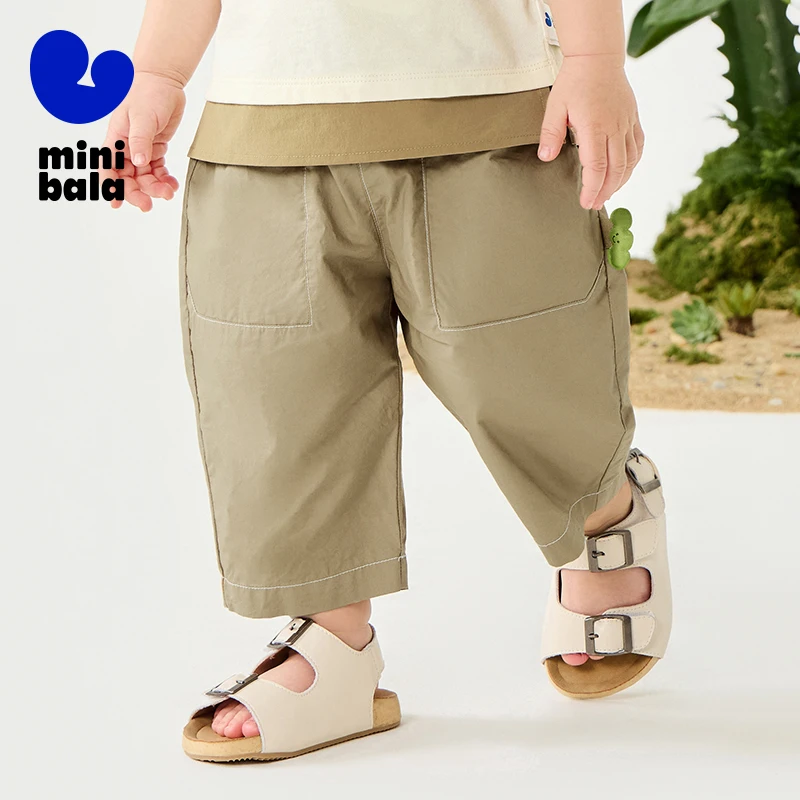 

Mini Bala Boys Cocoon Cotton Pants Soft Smooth Pocket Capri Pants New Style