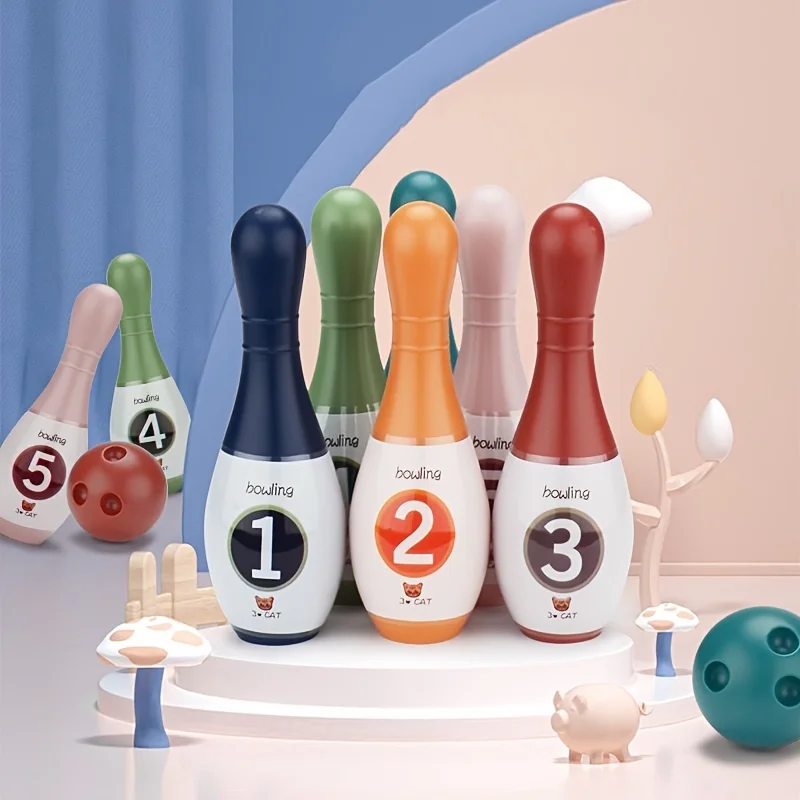 Ensemble de bowling jouet pour enfants, comprend 6 épingles en plastique et 2 Ik, jeux d'intérieur et d'extérieur pour tout-petits, cadeaux d'anniversaire pour garçons et filles