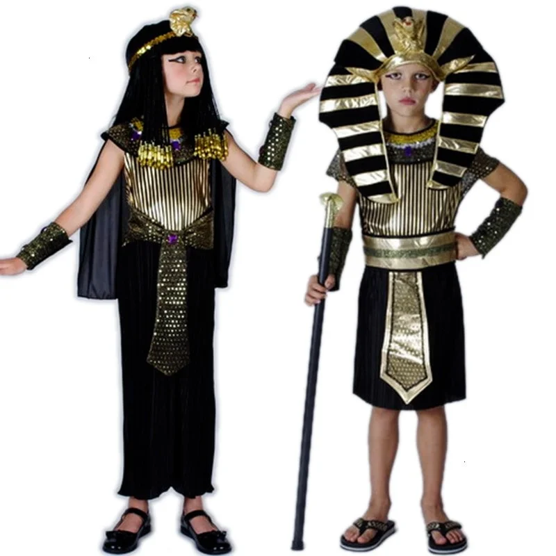 Halloween Costumes Boy Girl Ancient Egypt Egyptian Pharaoh Prince Princess Costume for Children Kids Cosplay Clothing