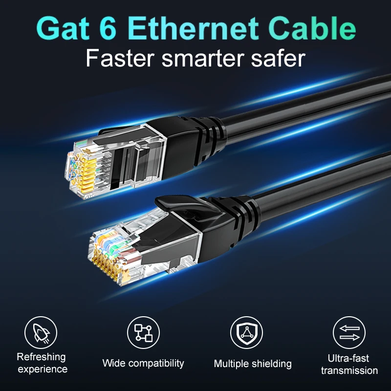 CAT 6 Ethernet Cable, Pure Copper Network Cable Cat6 With RJ45Connectors, Gigabit LAN Cable 1000 Mbps High-Speed Internet, OneRo